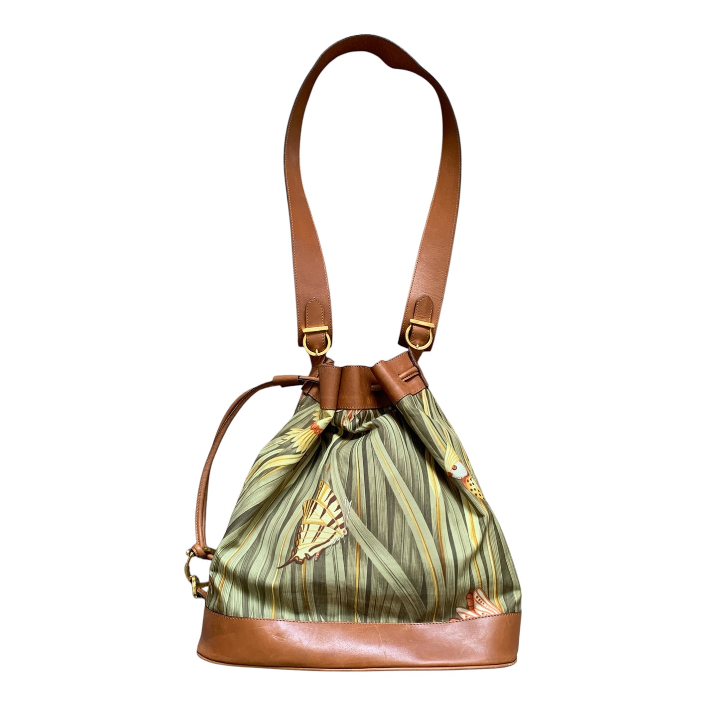 Salvatore Ferragamo floral bucket shoulder crossbody Bag authentic with COA