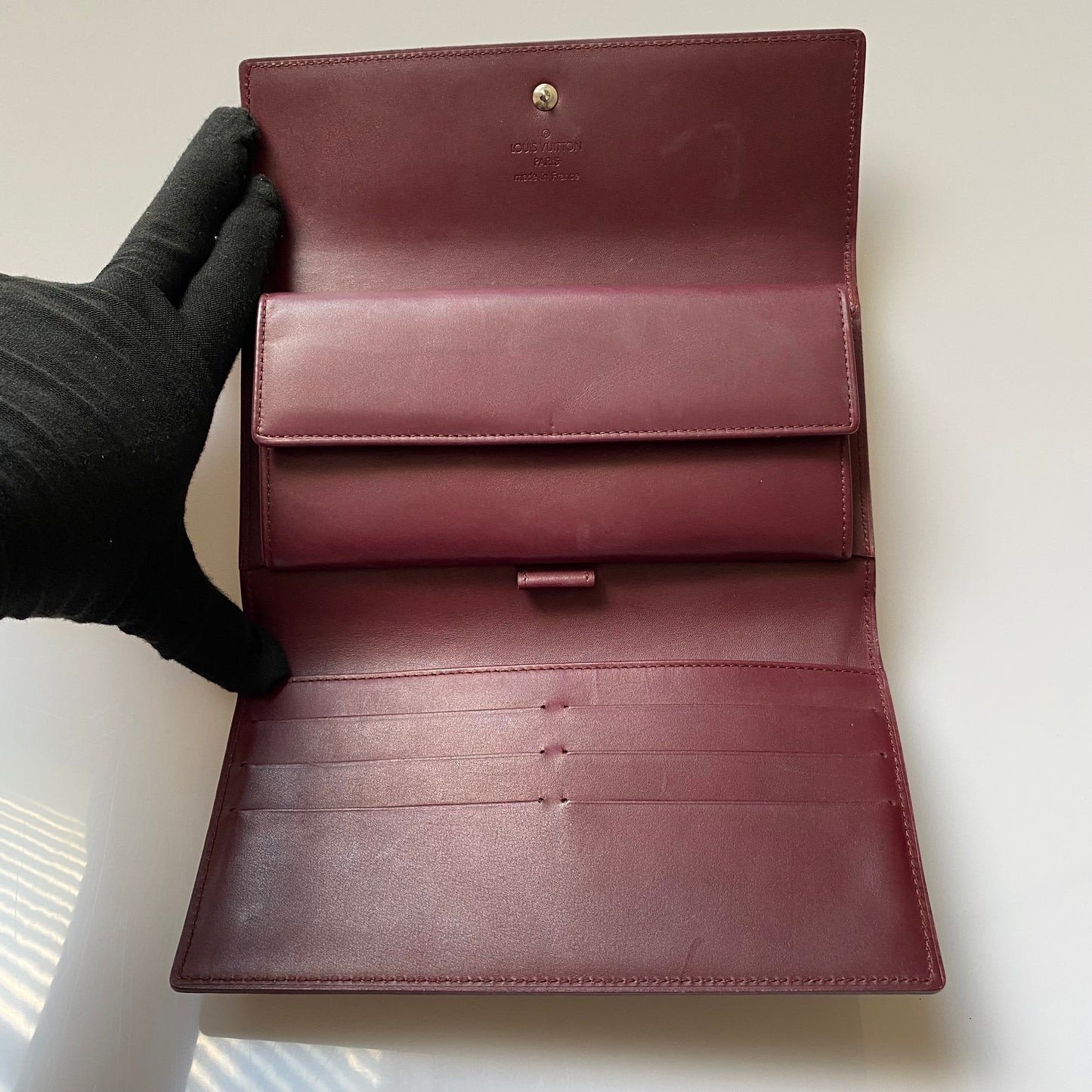 Louis Vuitton monogram Matt burgundy long wallet TH1002 Authentic with COA