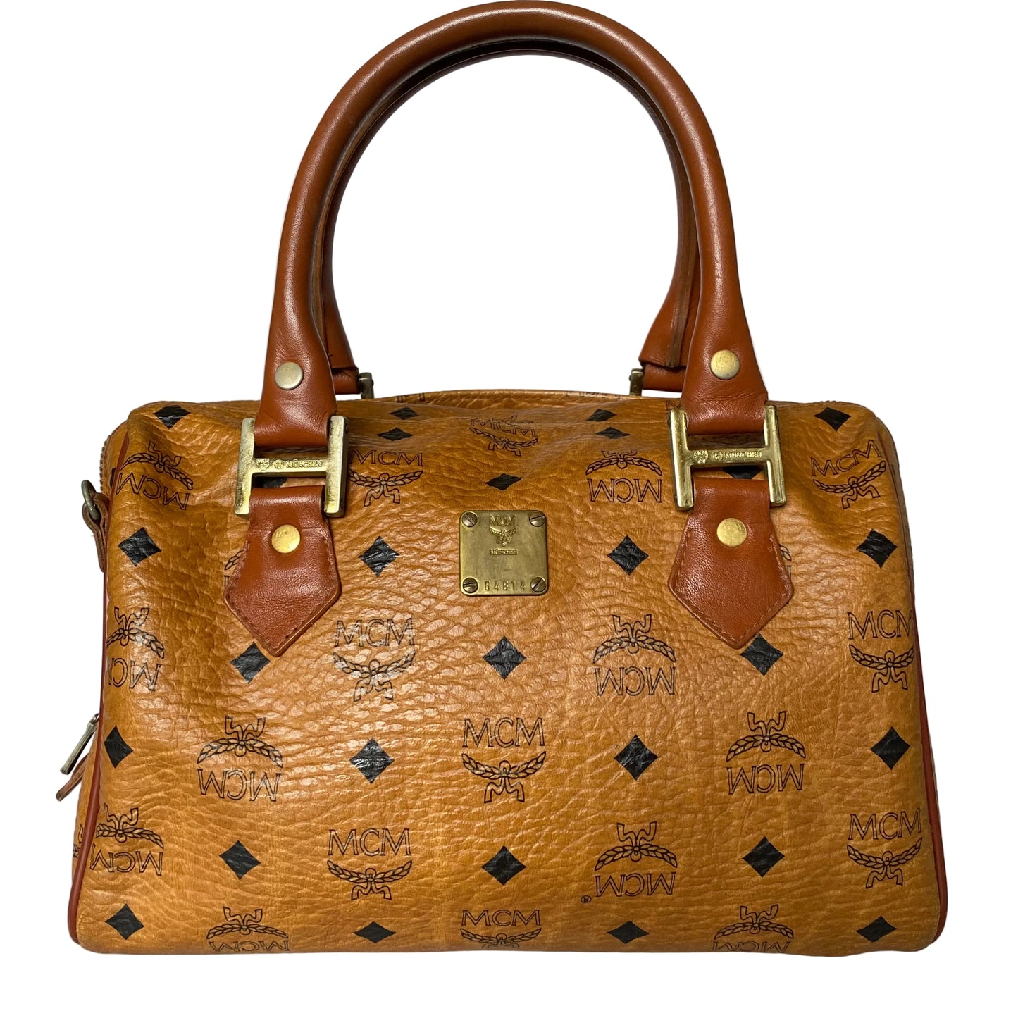 MCM cognac Boston bag handbag Authentic with COA