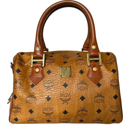 MCM cognac Boston bag handbag Authentic with COA