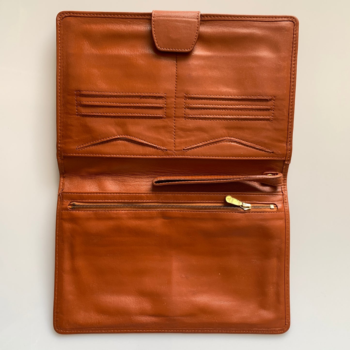 MCM cognac visetos unisex clutch bag with flap Authentic with COA