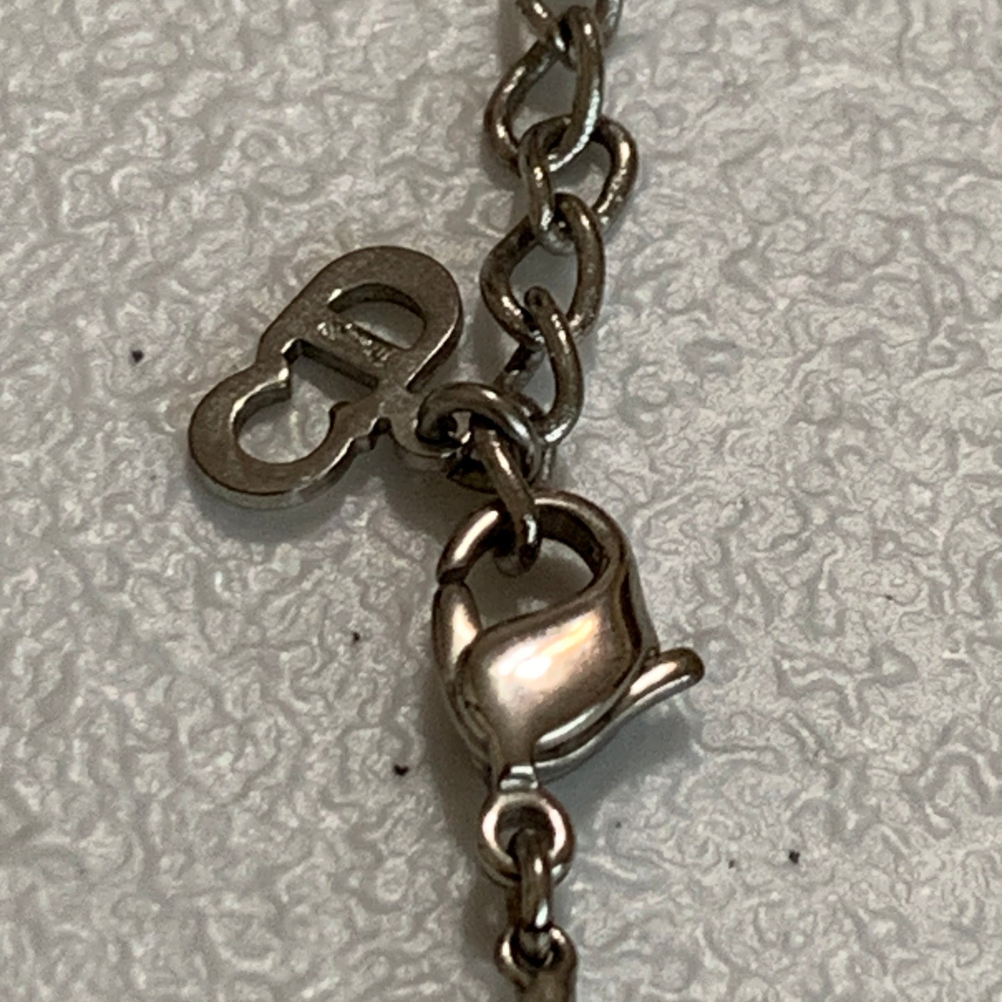 Christian Dior silver tone heart tag adjustable Necklace authentic with COA box dusty