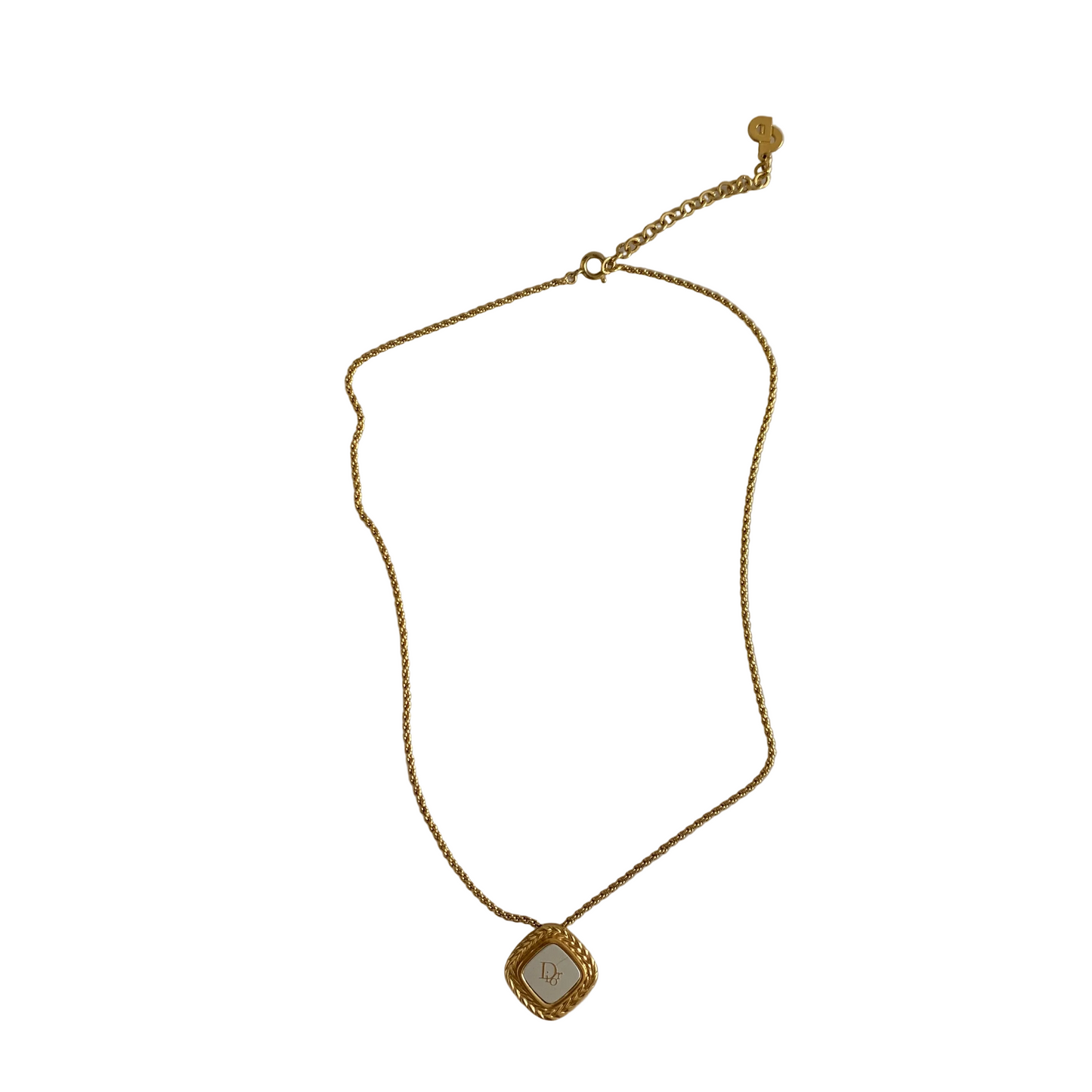 Christian Dior logo pendant Necklace with extender authentic with COA