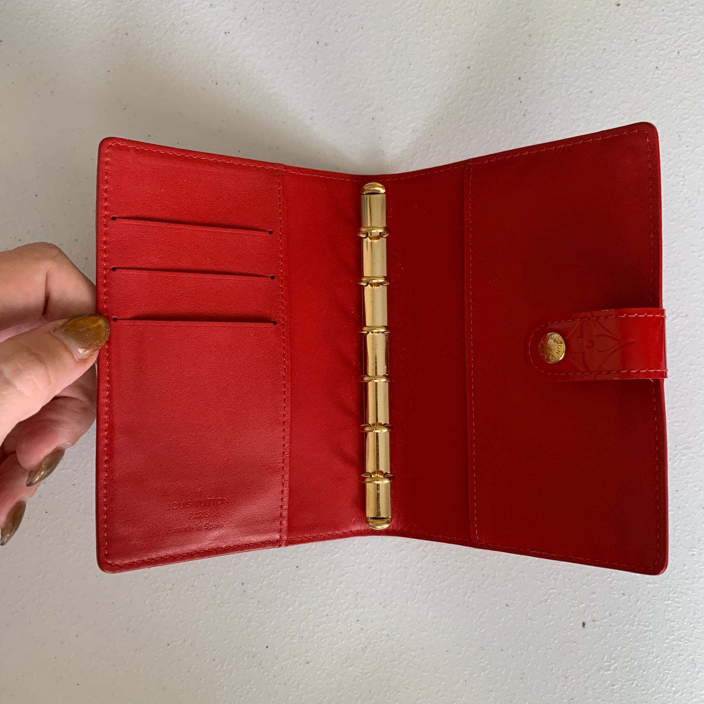 Louis Vuitton red Vernis monogram Agenda CA0061 authentic with COA 5.8x4.1