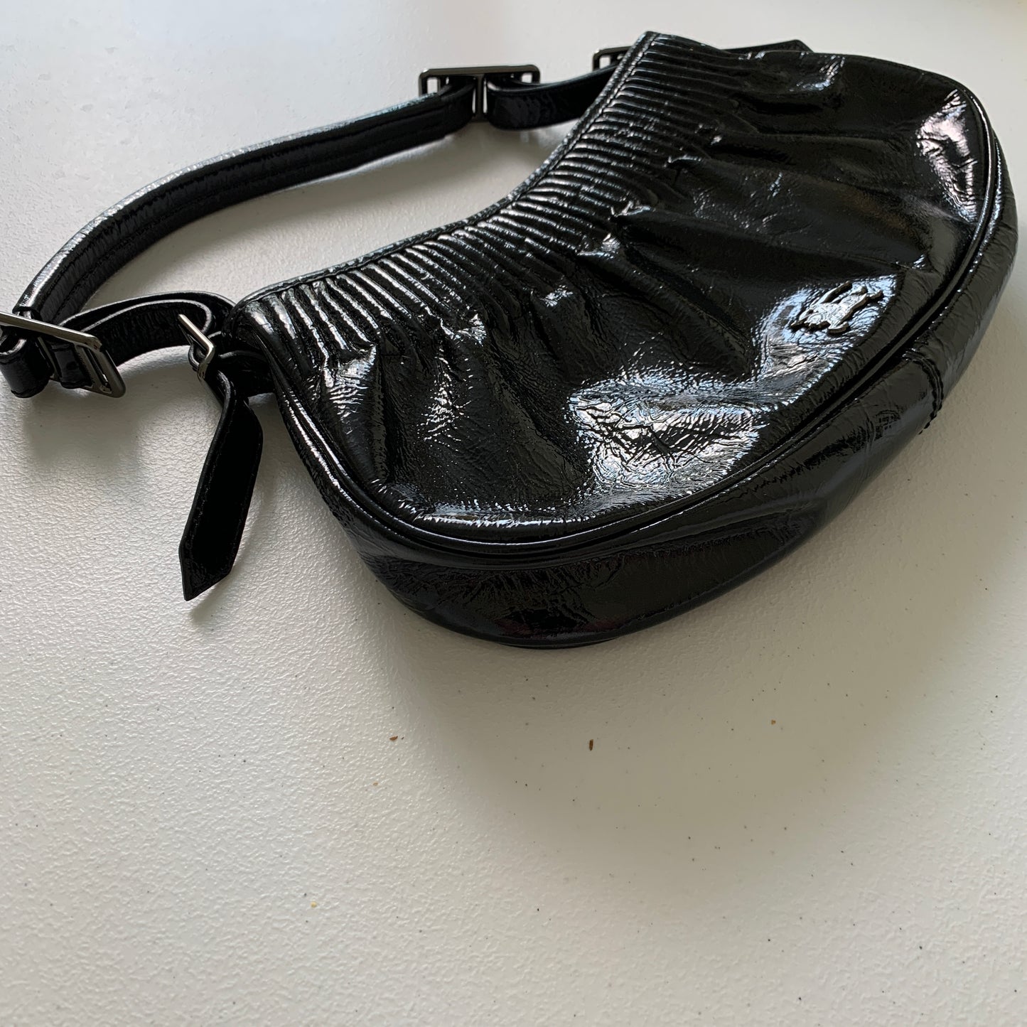 Burberry Black payent Leather shoulder bag authentic with COA