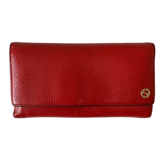 Gucci GG logo long red leather wallet authentic with COA