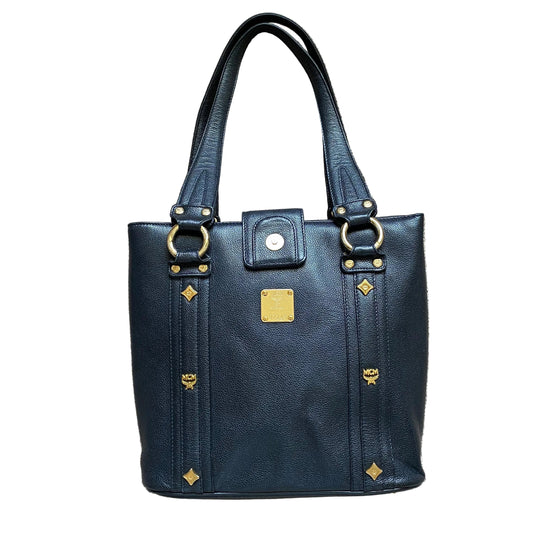 MCM black leather tote shoulder bag Authentic with COA