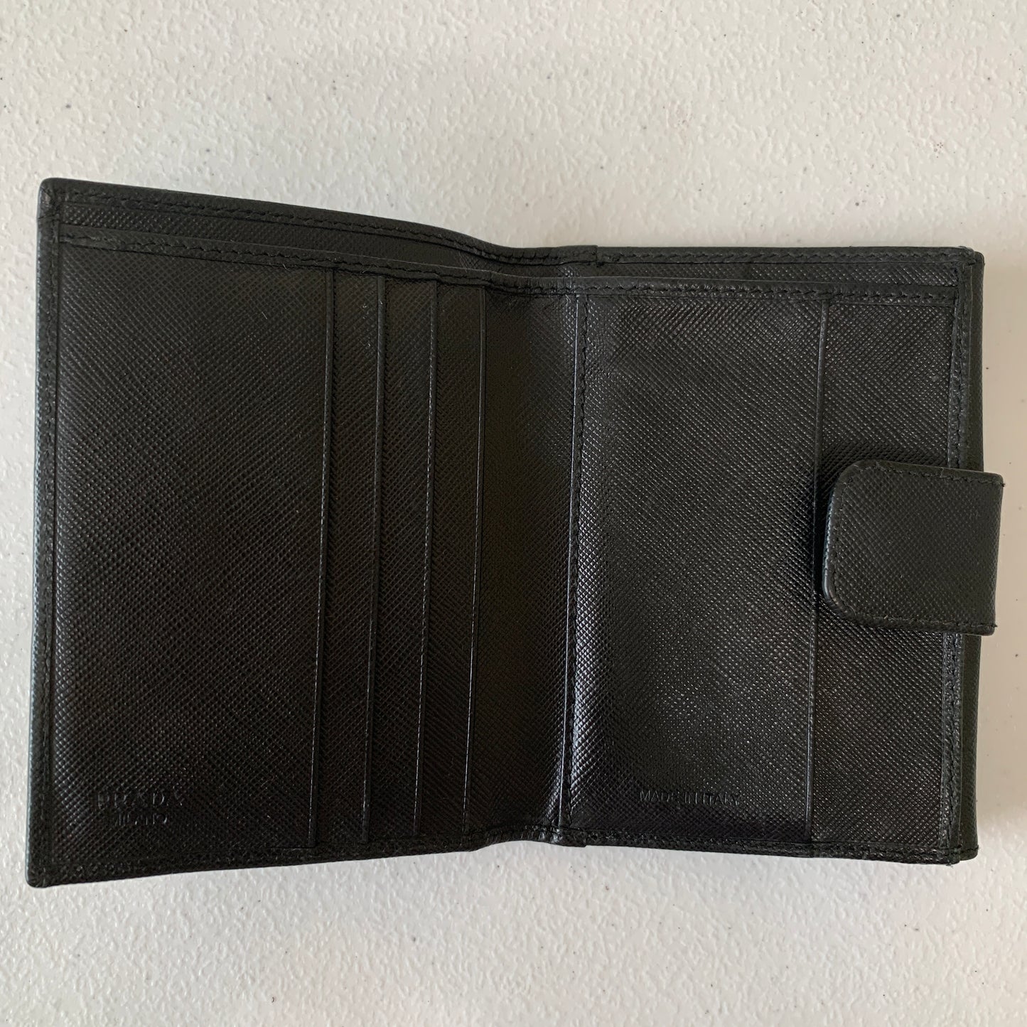 Prada trifold compact black saffiano leather Wallet Authentic with COA