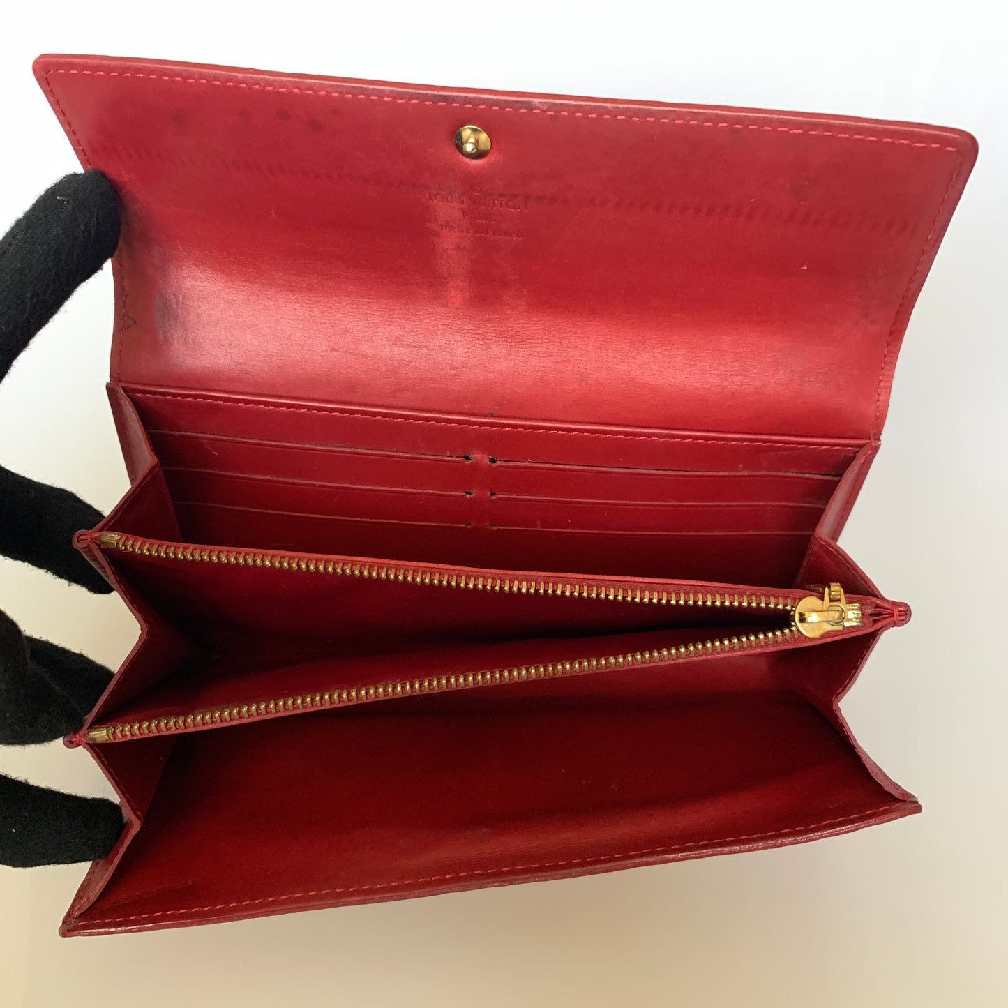 Louis Vuitton red Vernis monogram TS0730 long wallet Authentic with COA
