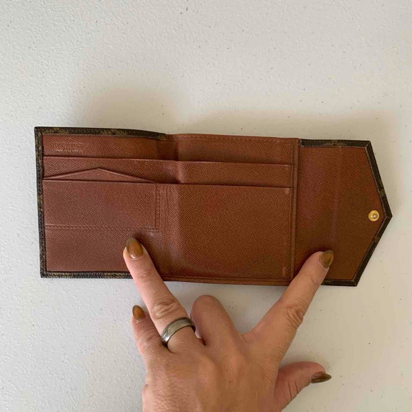Louis Vuitton unisex monogram trifold compact wallet authentic with COA