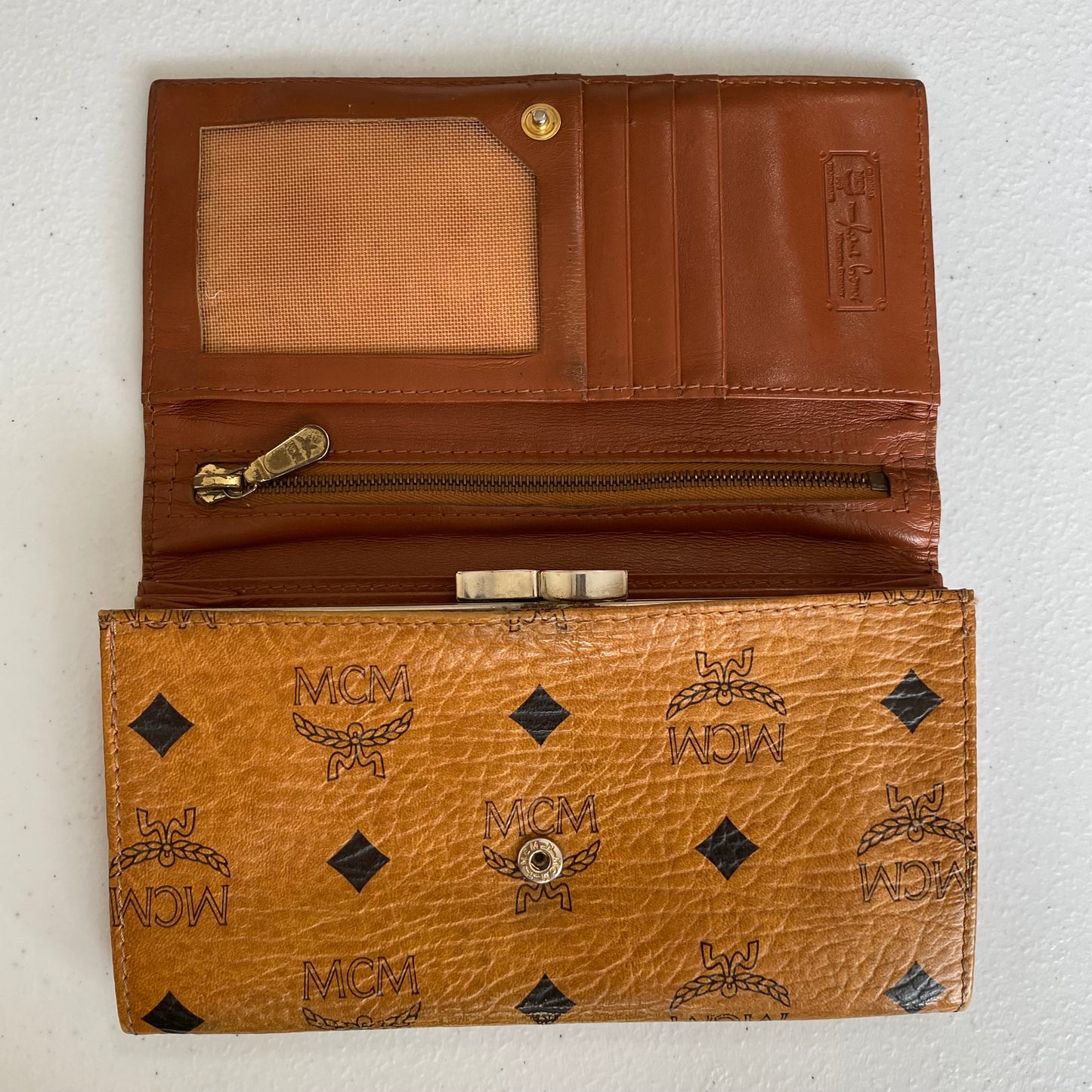 MCM visetos cognac wallet authentic with coa