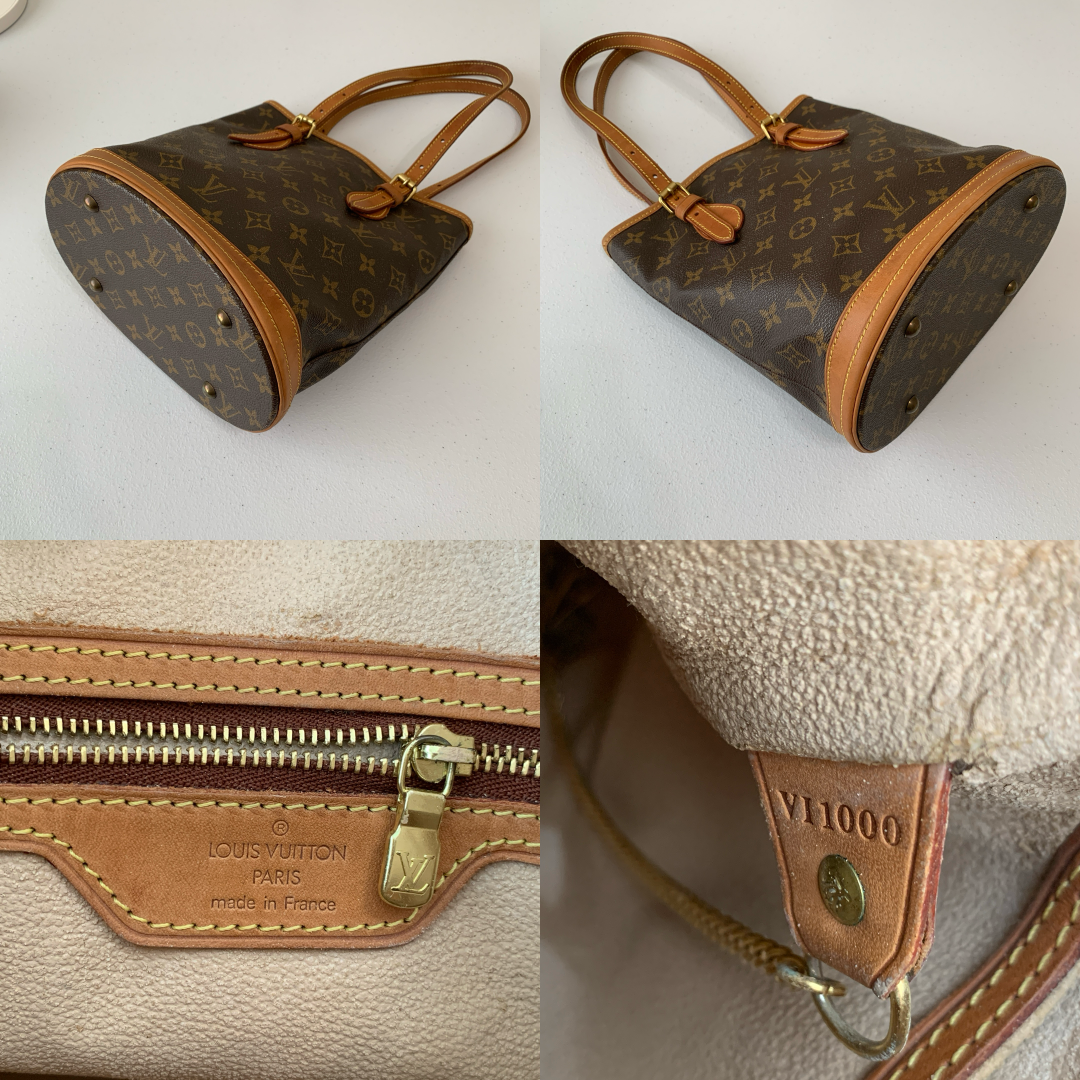 Louis Vuitton monogram petite bucket bag vi1000 authentic with COA