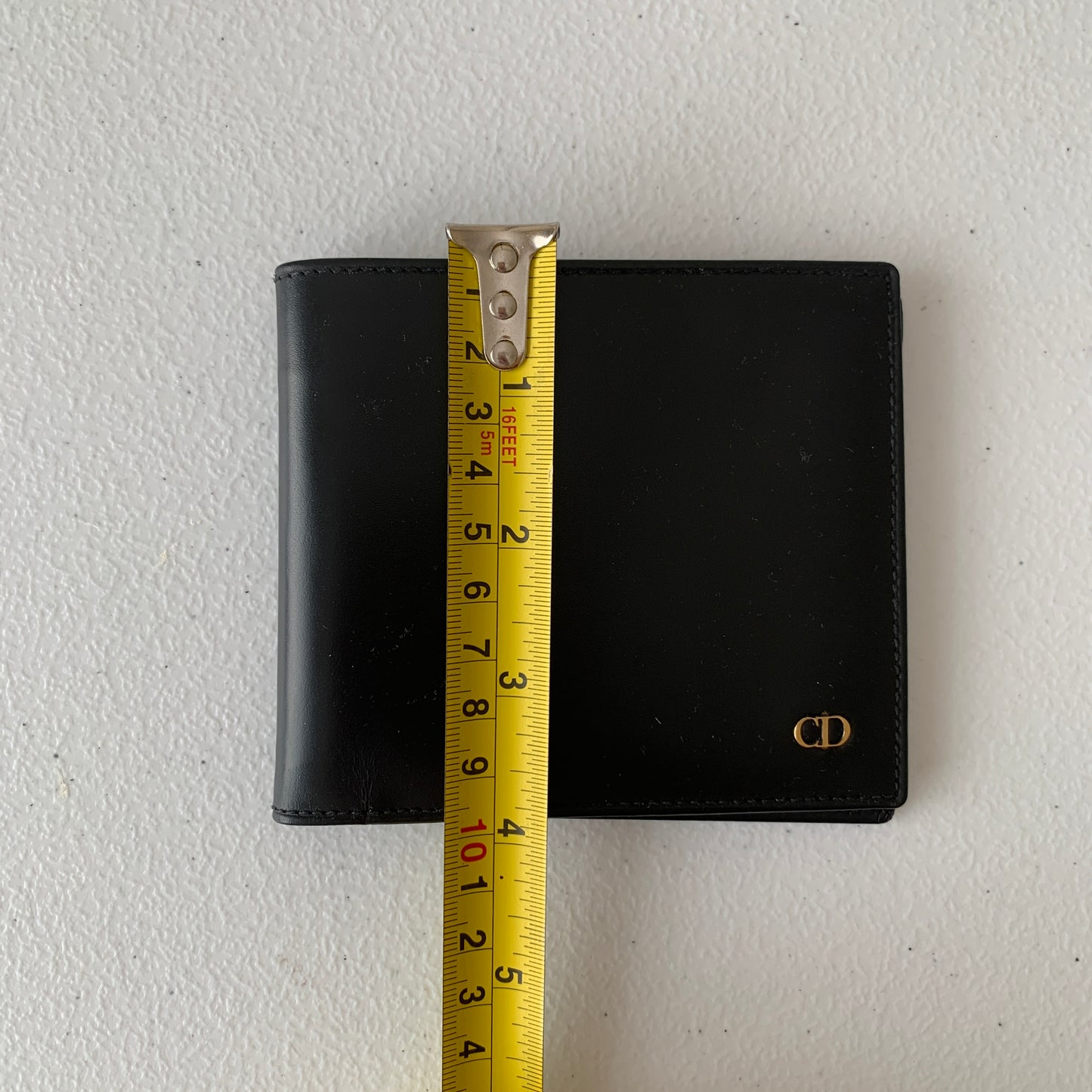 Christian Dior CD logo Men’s bifold wallet black leather Authentic with COA
