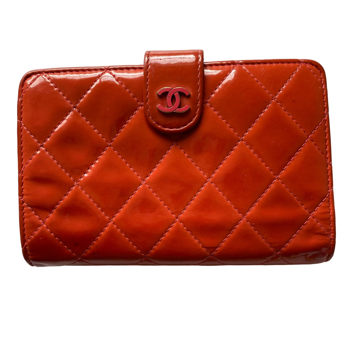 Chanel coco mark patent leather wallet Authentic with COA 5.8x4x1