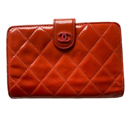 Chanel coco mark patent leather wallet Authentic with COA 5.8x4x1