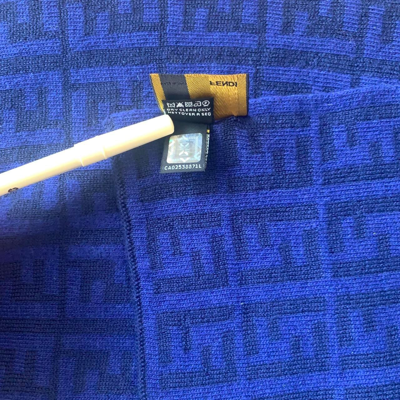 Authentic Fendi unisex double sided monogram wool and cashmere scarf