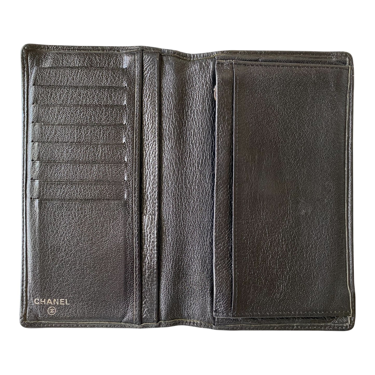 Chanel unisex bifold black leather wallet Authentic with coa