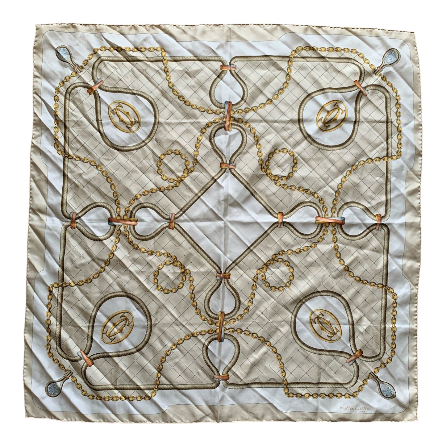 Cartier pure silk large square scarf Authentic with COA 32 inch