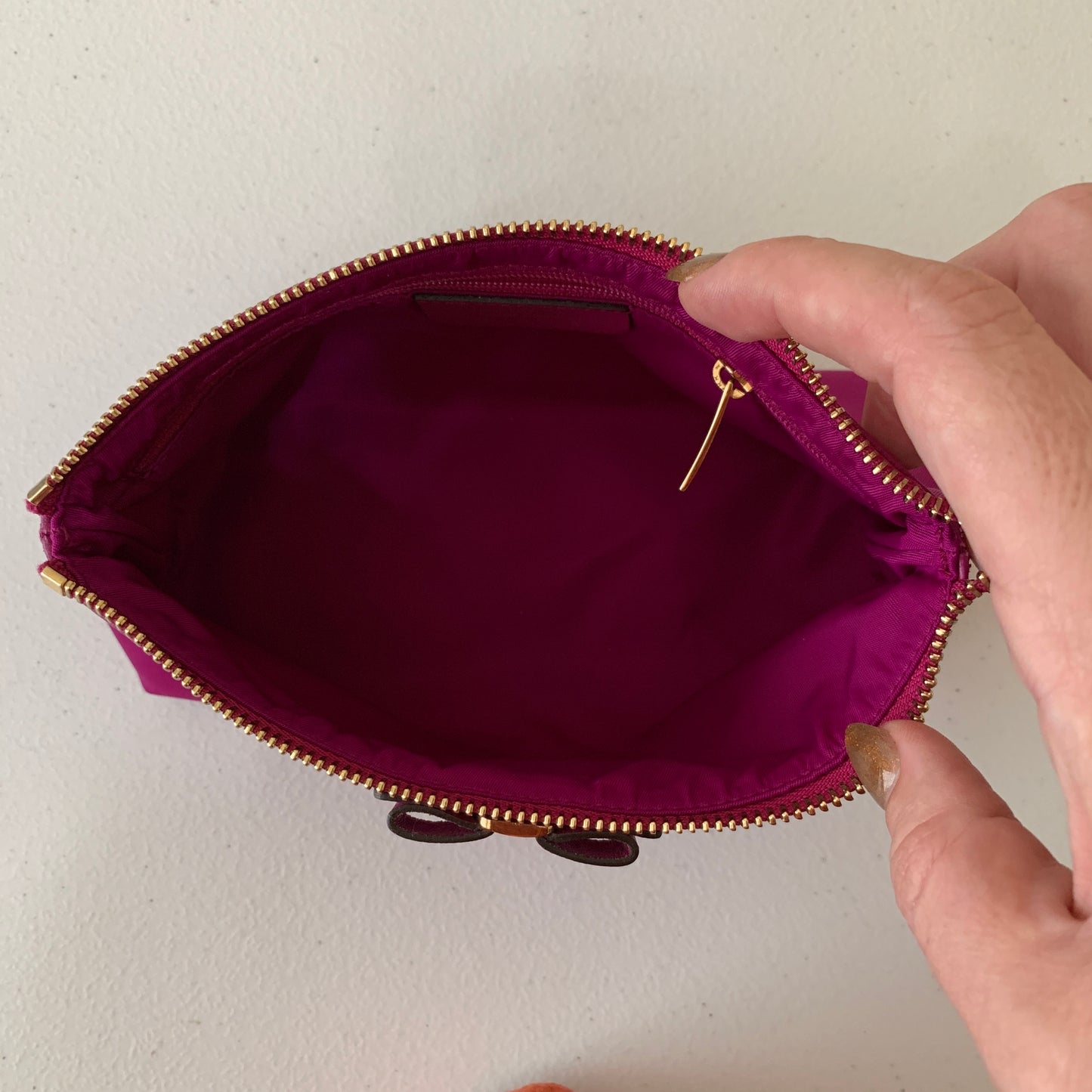 Ferragamo pink vara bow pouch authentic with COA