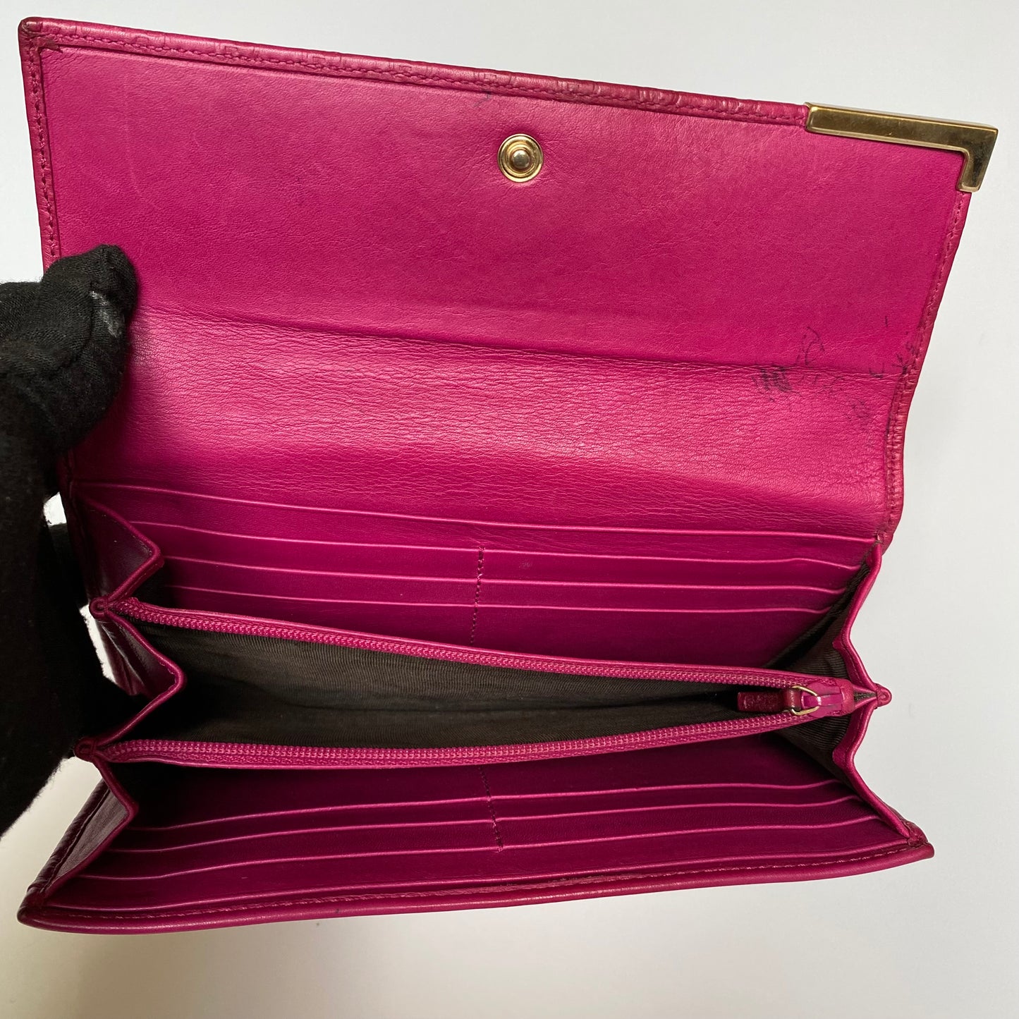 Gucci pink micro GG long leather wallet Authentic with COA 7.5x4.1