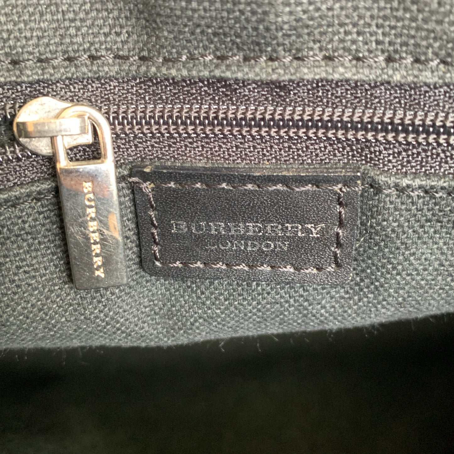 Burberry classic check black leather tote bag Authentic with COA