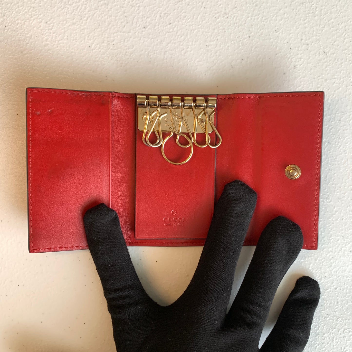 Gucci red guccissima keyholder authentic with COA box