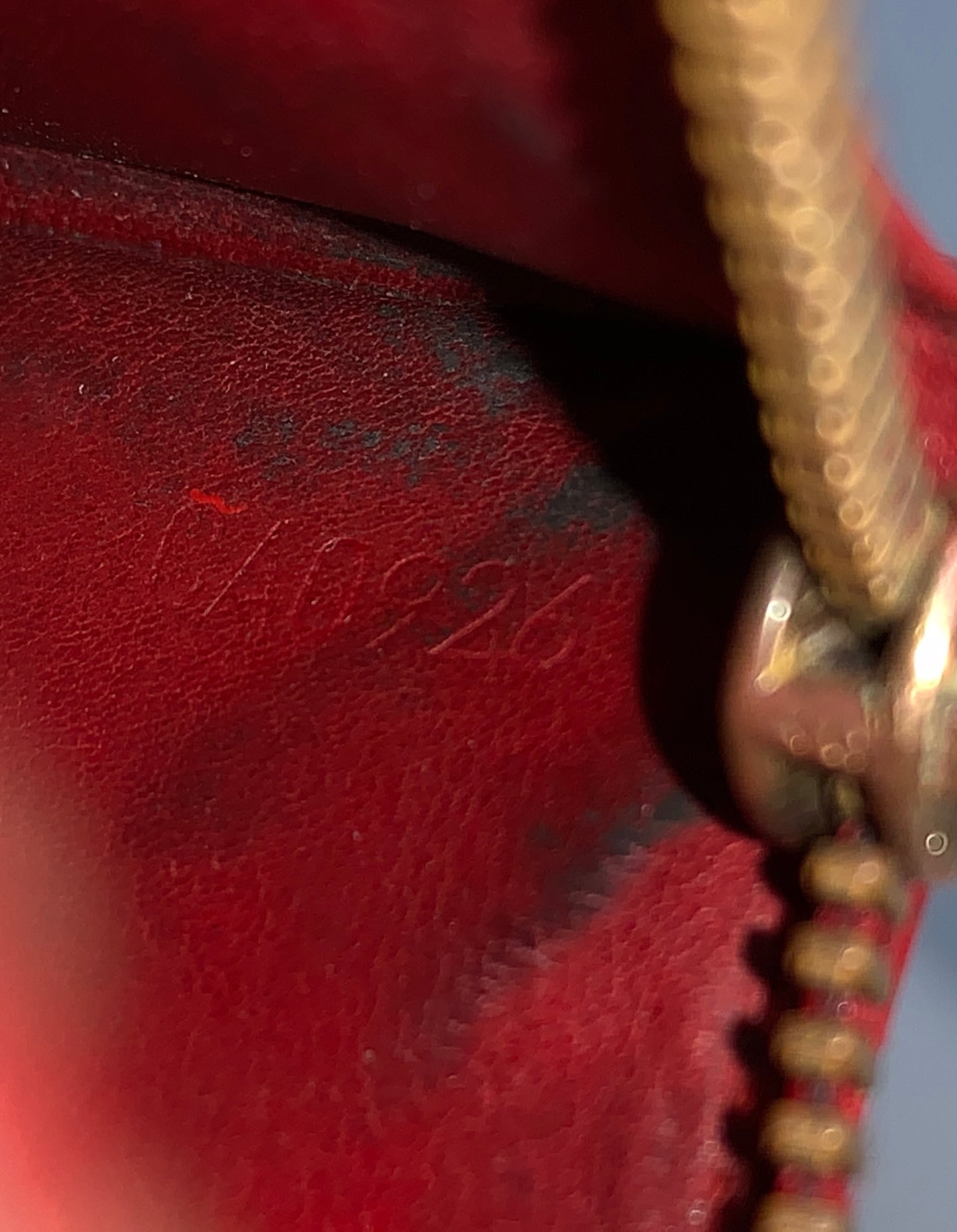 Louis Vuitton red leather key pouch CA0926 authentic with COA