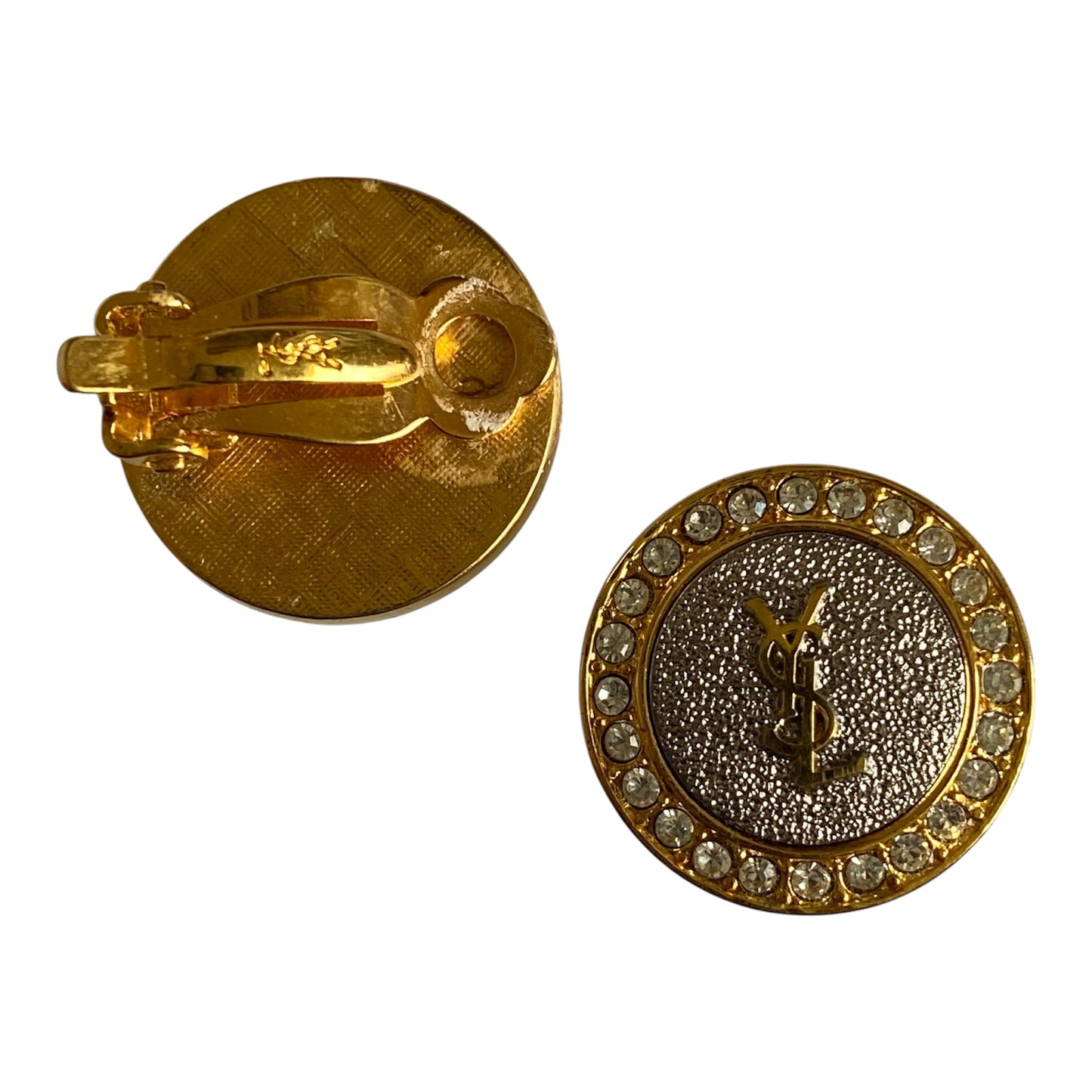 Yves Saint Laurent YSL logo clip on Earring Authentic with COA