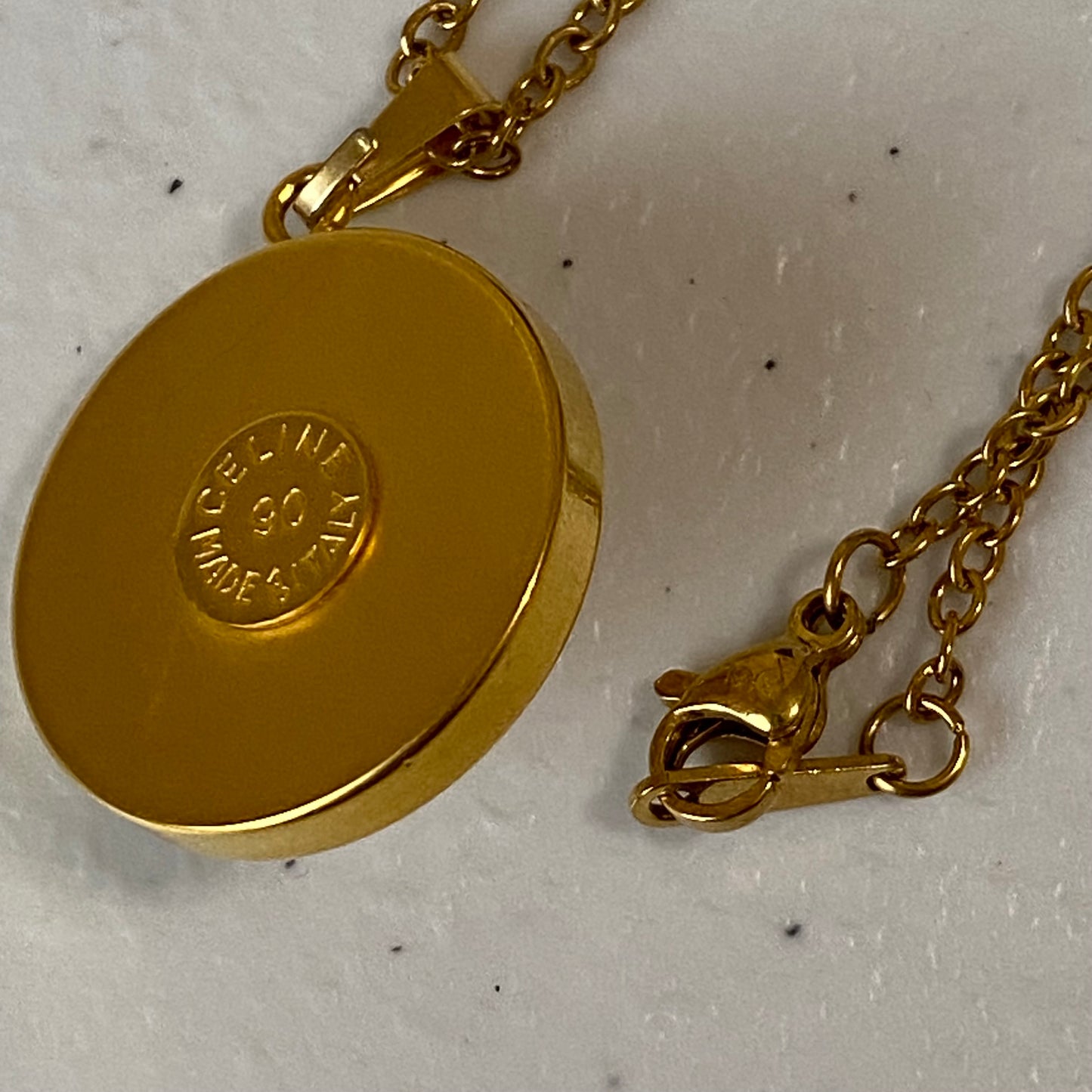 Celine gold plated pendant necklace 15 inch authentic with coa