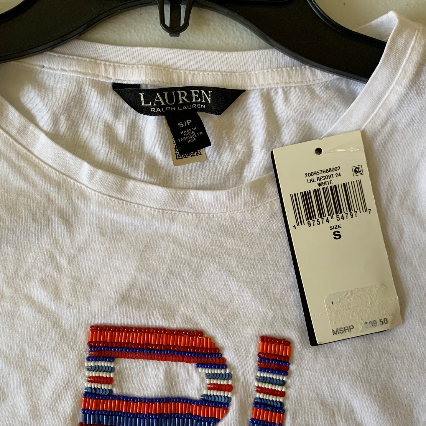 Lauren Ralph Lauren Women’s NWT white tee shirt with logo on front size Small