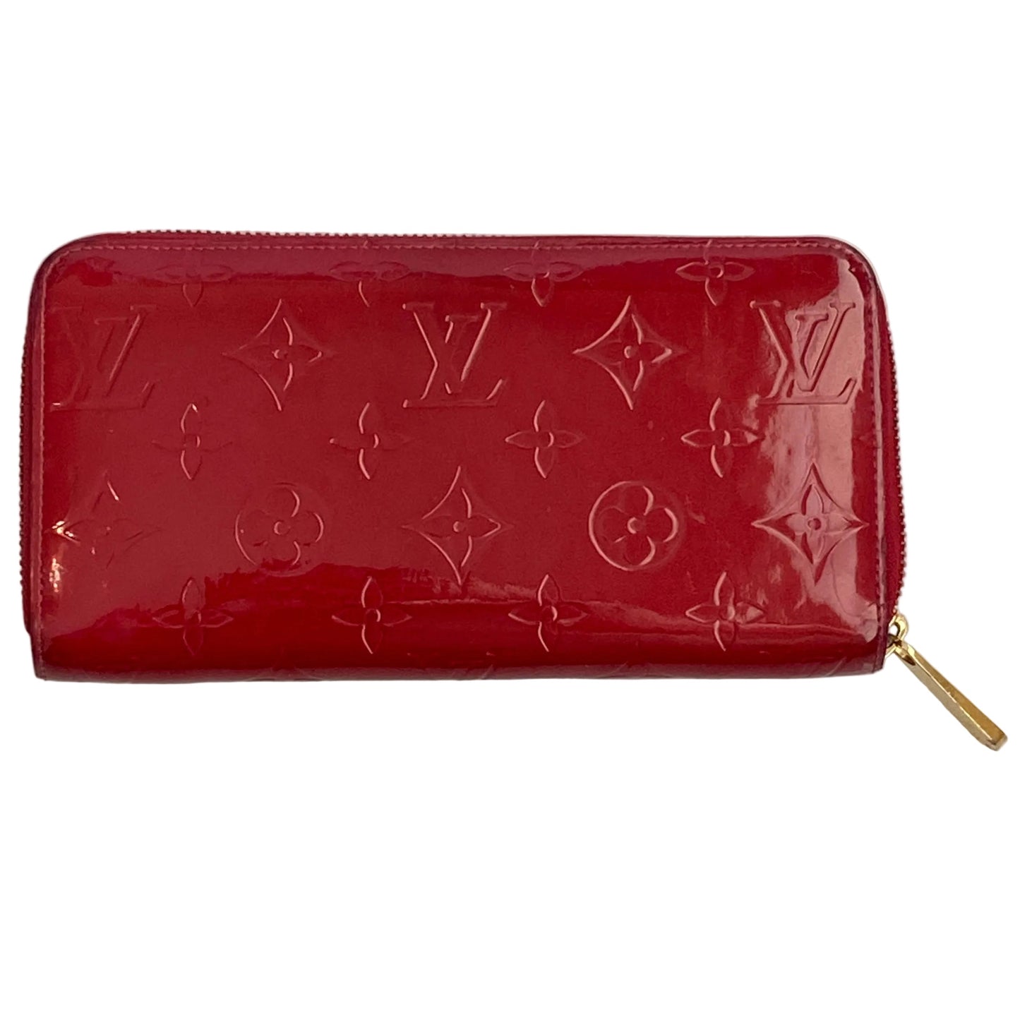 Louis Vuitton red vernis monogram zippy wallet ca1121 authentic with coa