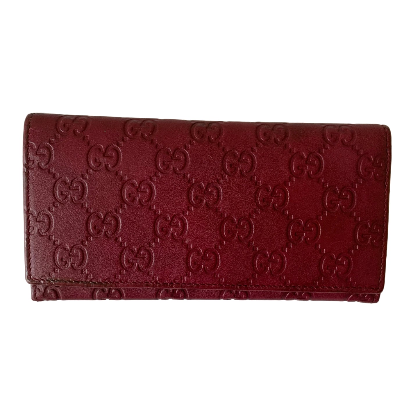 Gucci GG signature burgundy leather Long Wallet Authentic with COA