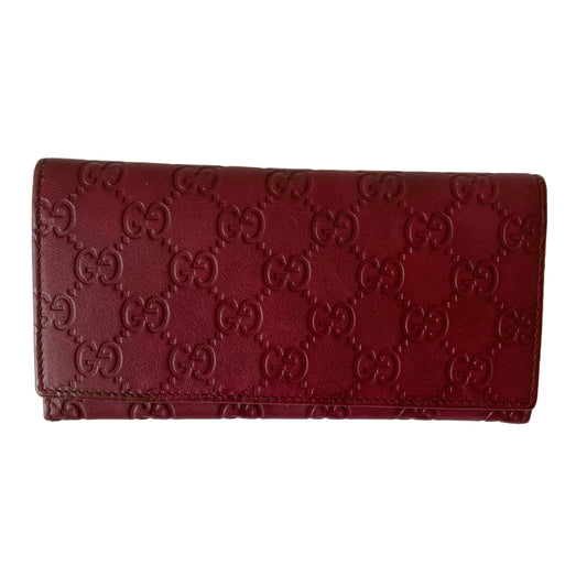 Gucci GG signature burgundy leather Long Wallet Authentic with COA