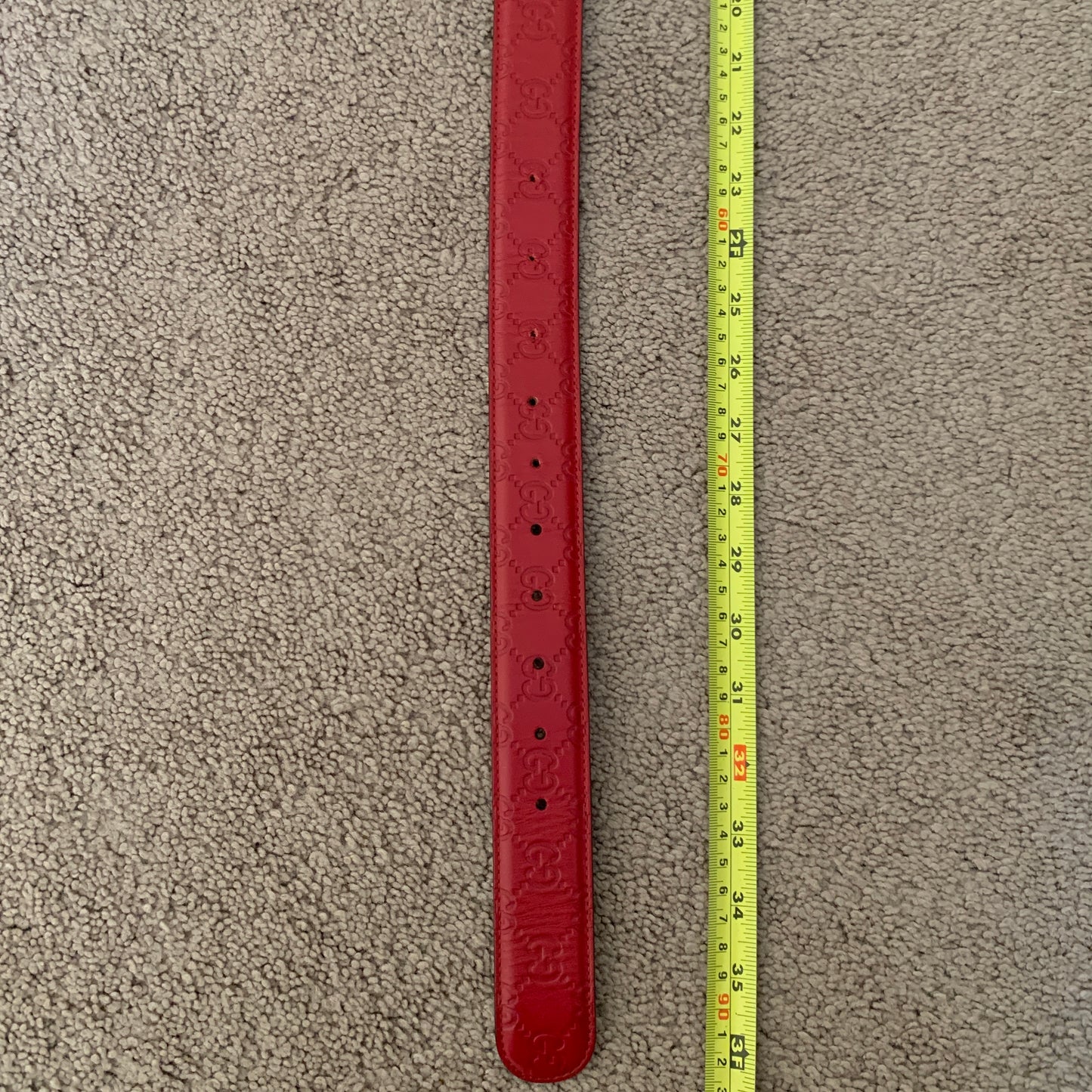 Authentic Gucci women’s red GG monogram leather belt