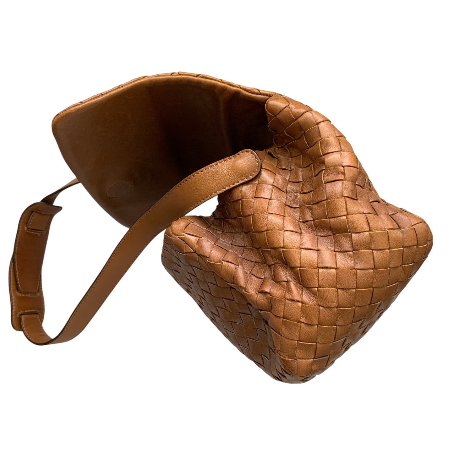 Bottega veneta brown intrecciato leather shoulder bag authentic with COA