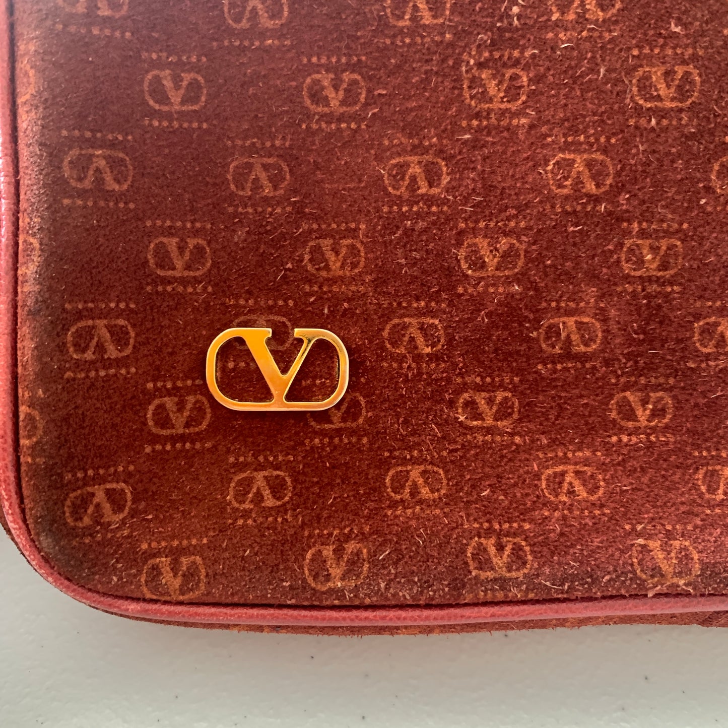 Valentino V logo burgundy suede leather crossbody bag Authentic with COA