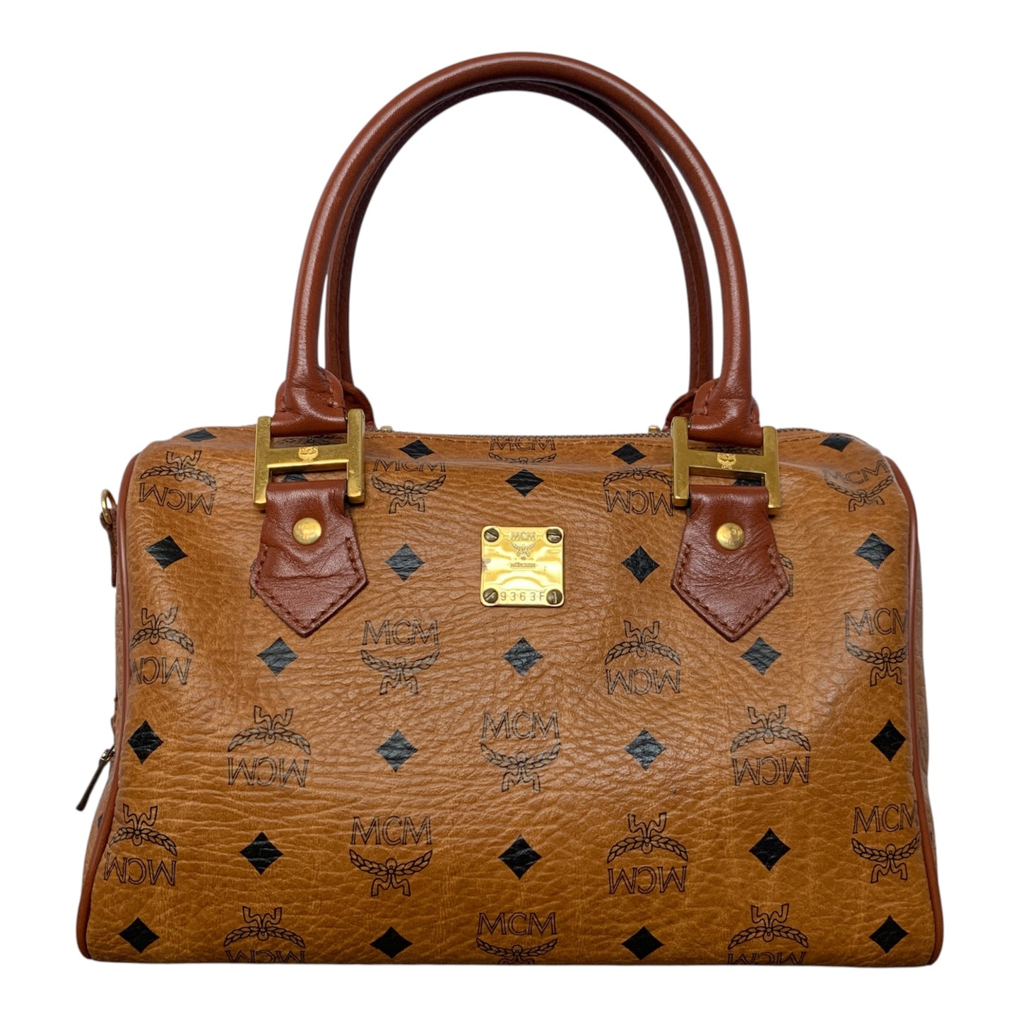 MCM cognac Boston bag Authentic with COA 10.2x7x7