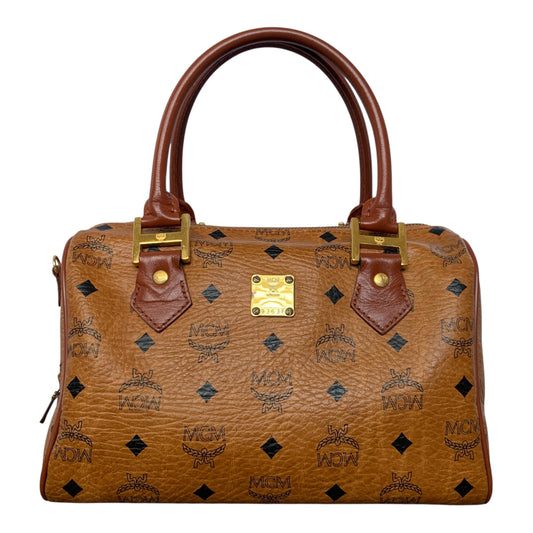 MCM cognac Boston bag Authentic with COA 10.2x7x7