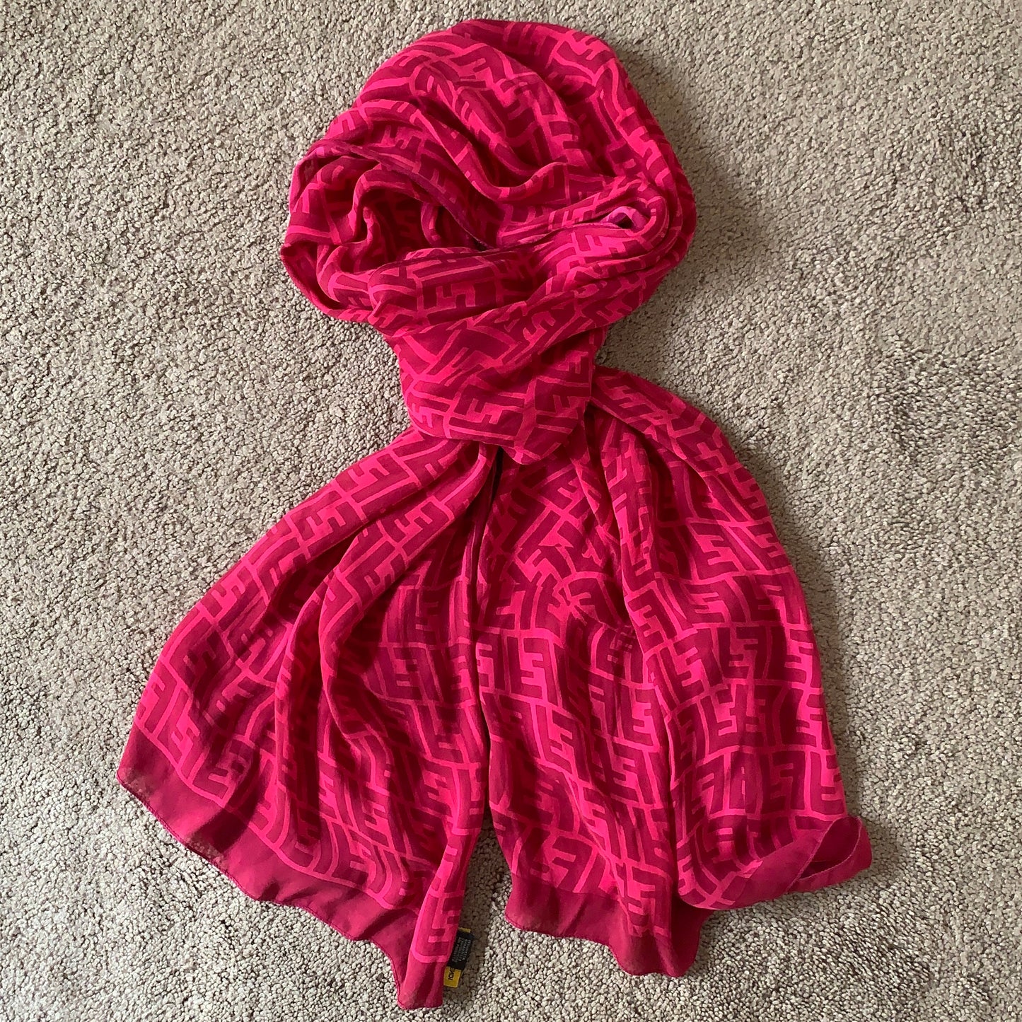 Authentic Fendi women’s pure silk monogram scarf