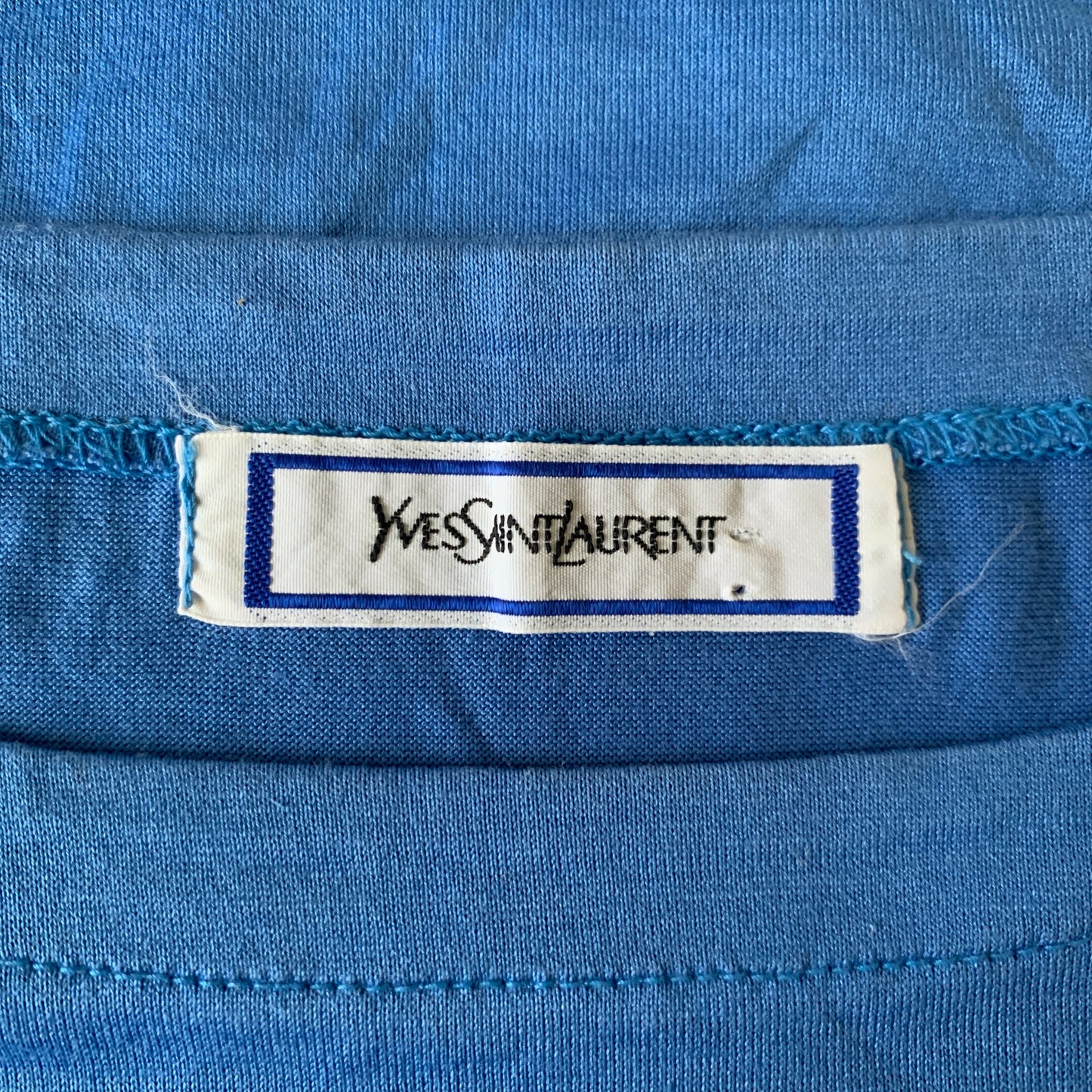 Yves Saint Laurent YSL logo blue cotton T-shirt authentic with COA size M