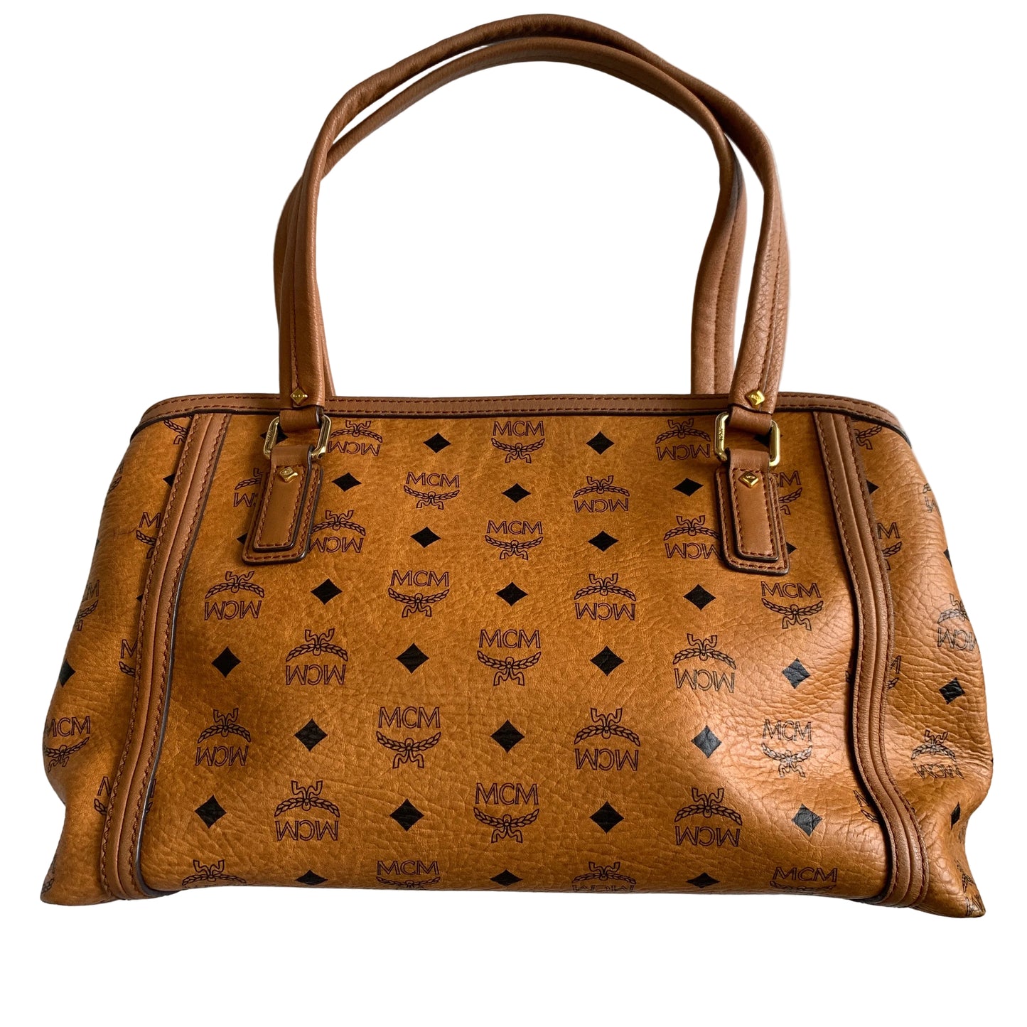 MCM cognac visetos shoulder bag Authentic with COA