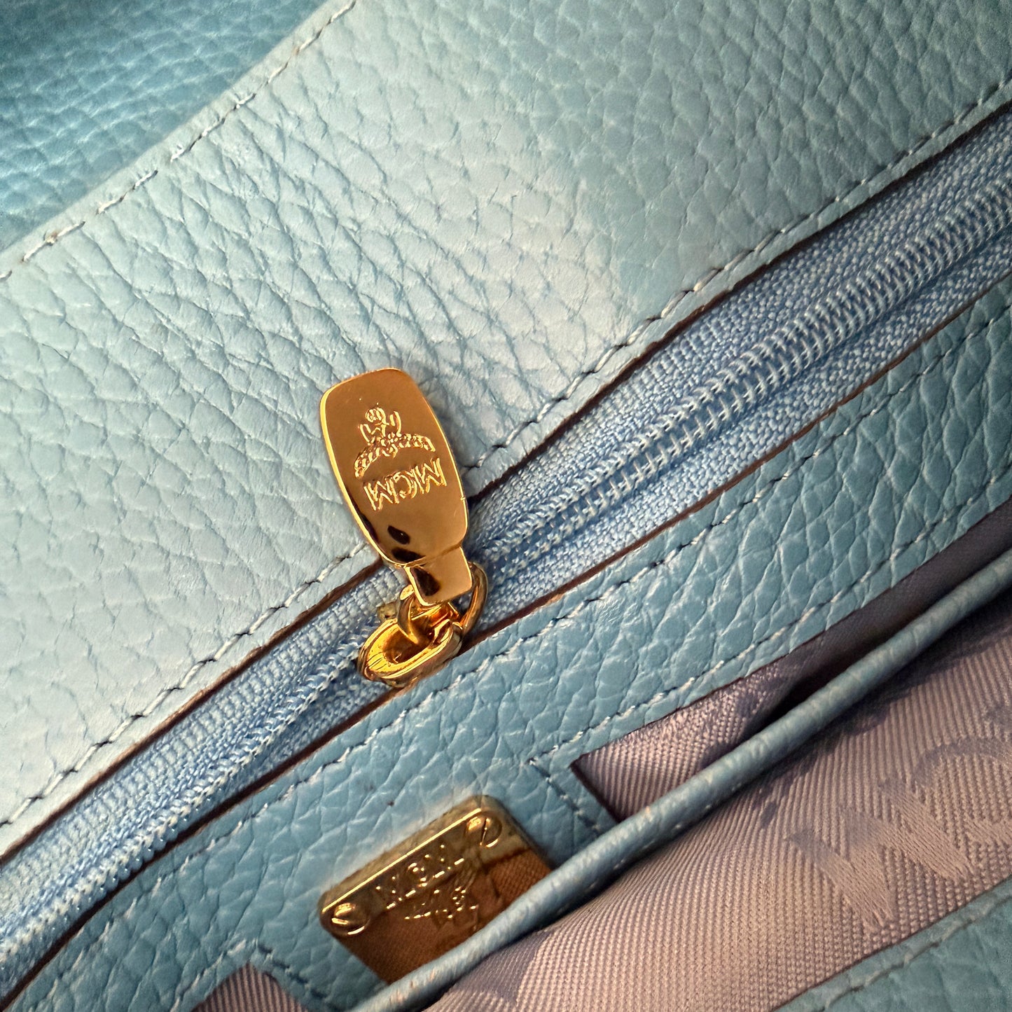 MCM blue leather women’s handbag authentic with COA and removable crossbody str