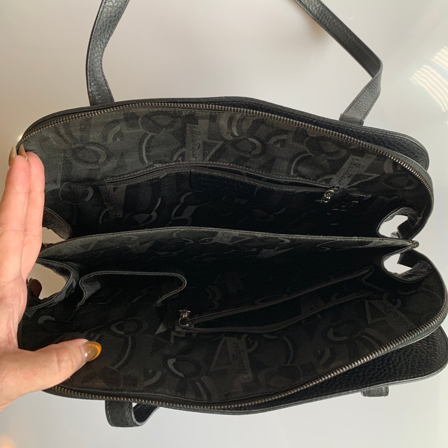 Salvatore Ferragamo black leather shoulder bag authentic with COA