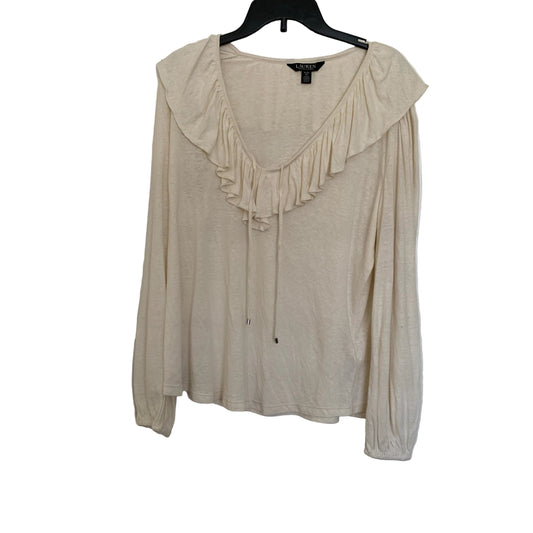 Lauren Ralph Lauren Women’s NWOT cream ruffle long sleeve shirt S & XL