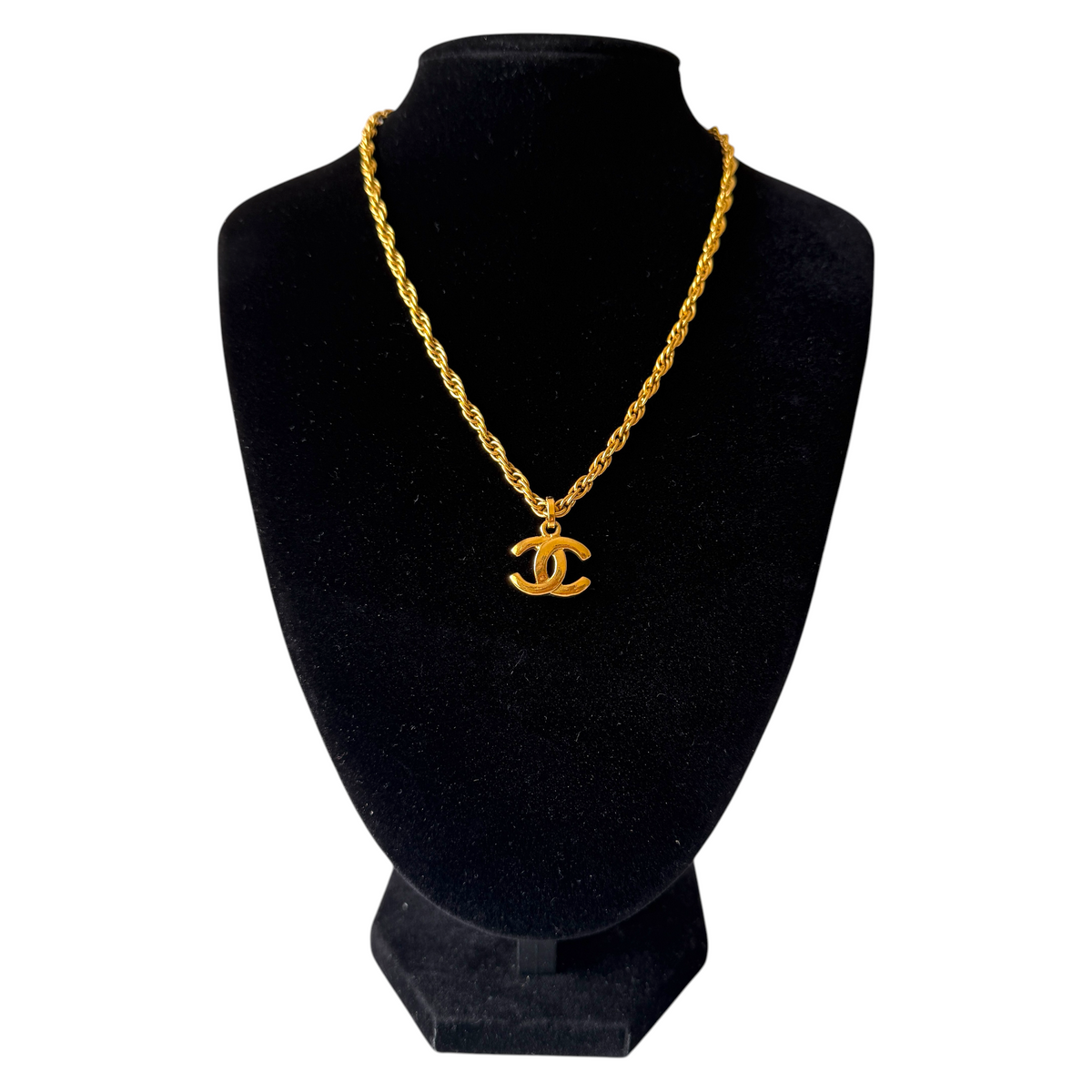 Chanel Coco mark CC pendant gold plate necklace authentic with COA