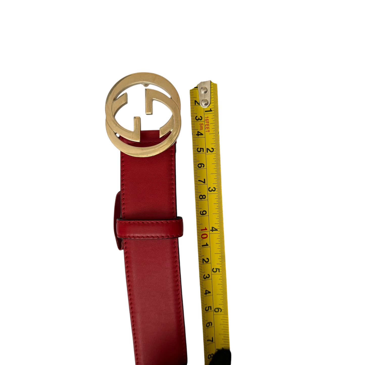 Gucci GG interlocking red leather belt size 90/36 authentic with COA