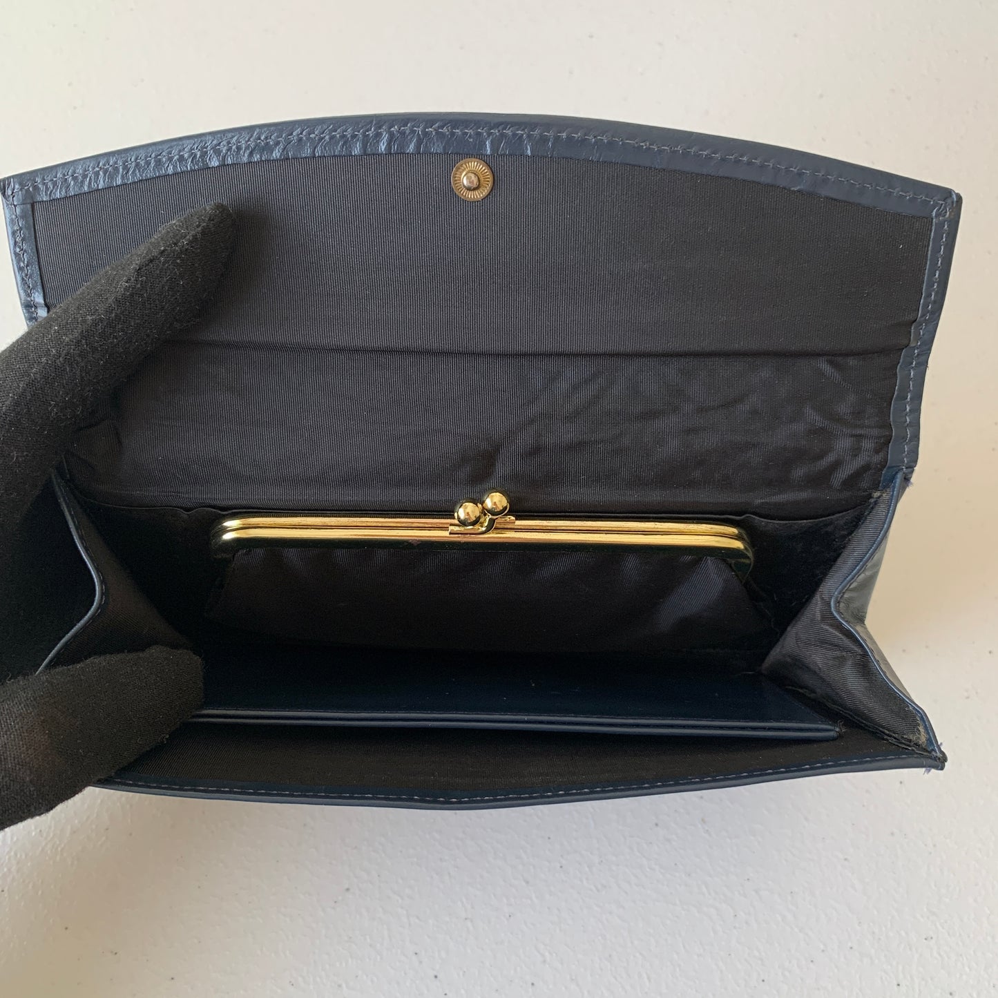 Christian Dior rare vintage oblique logo Navy Blue long Wallet clutch bag authentic with COA