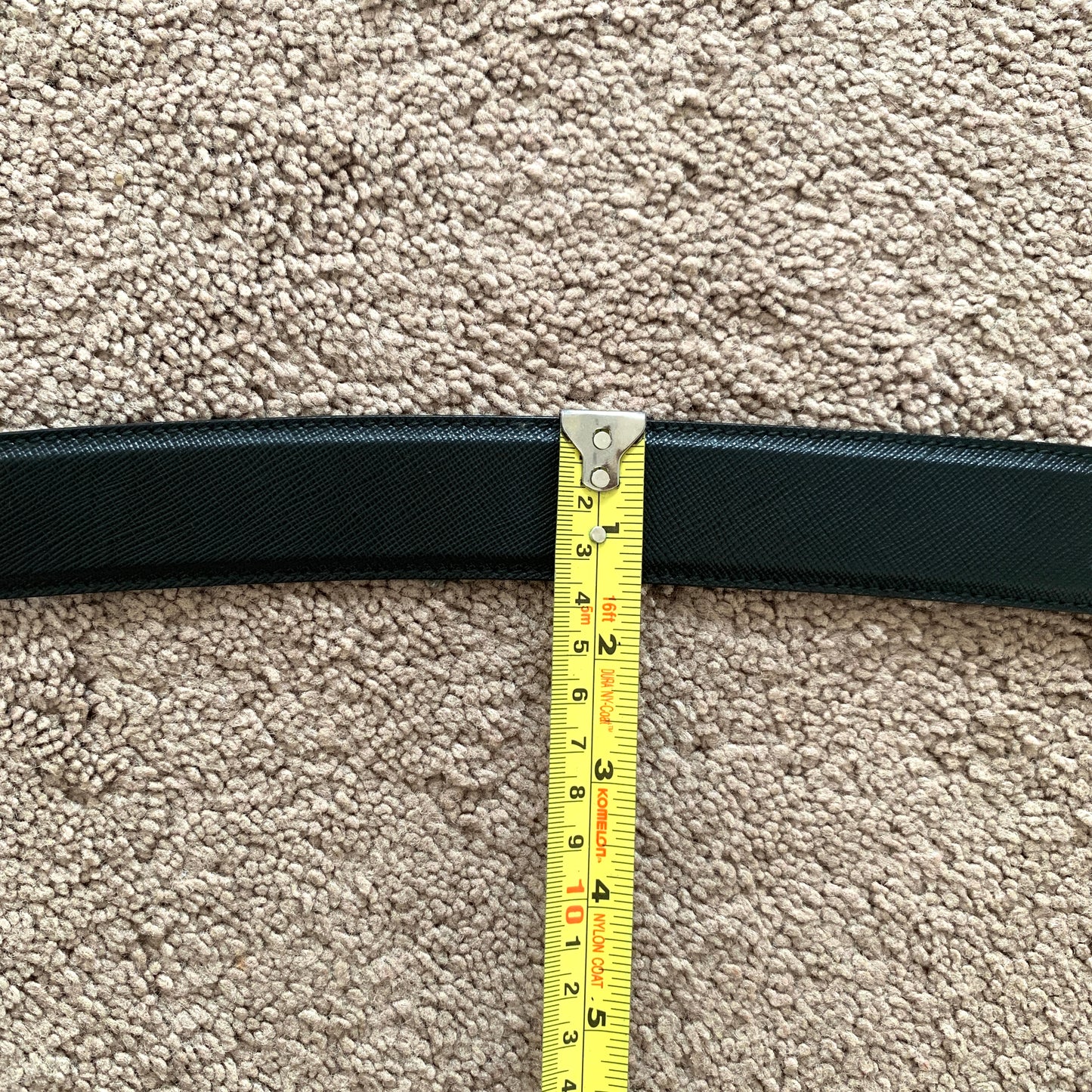 Authentic Prada unisex logo buckle saffiano black leather belt