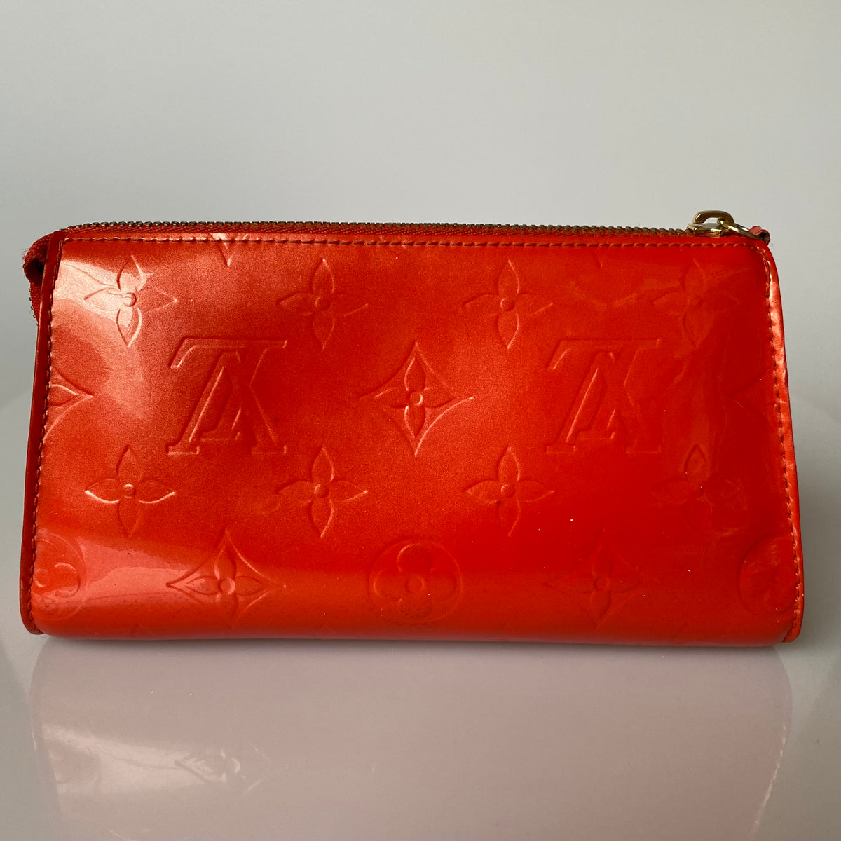 Louis Vuitton orange monogram vernis pouch SN4048 Authentic with COA 6.8x4x2