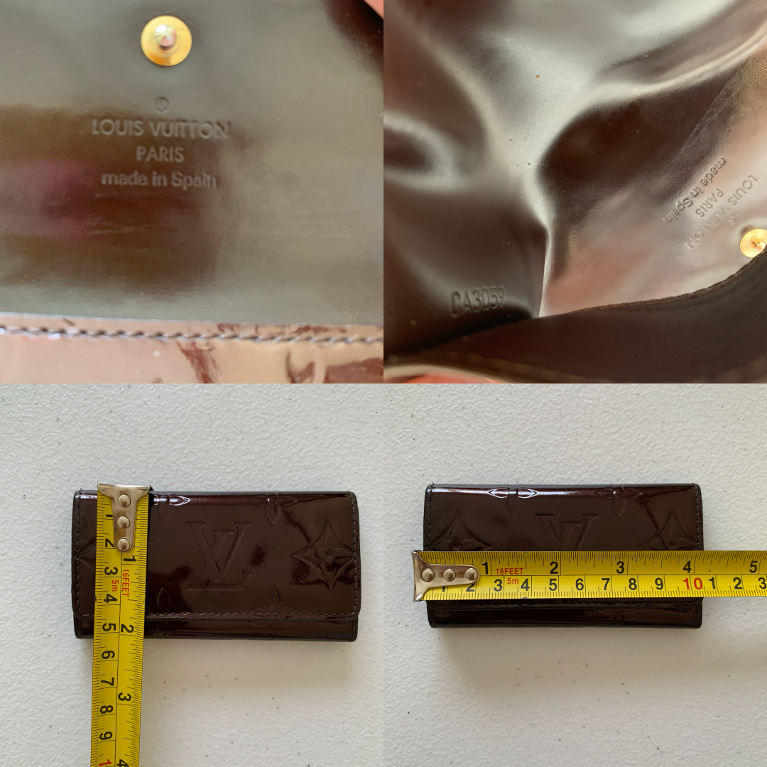 Louis Vuitton vernis patent leather amarante key holder ca3059 authentic with C